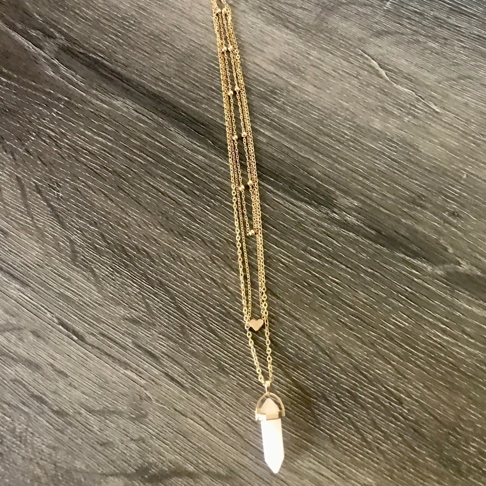 Rose Quartz 3 Layer Gold Toned Necklace - Picture 4 of 8